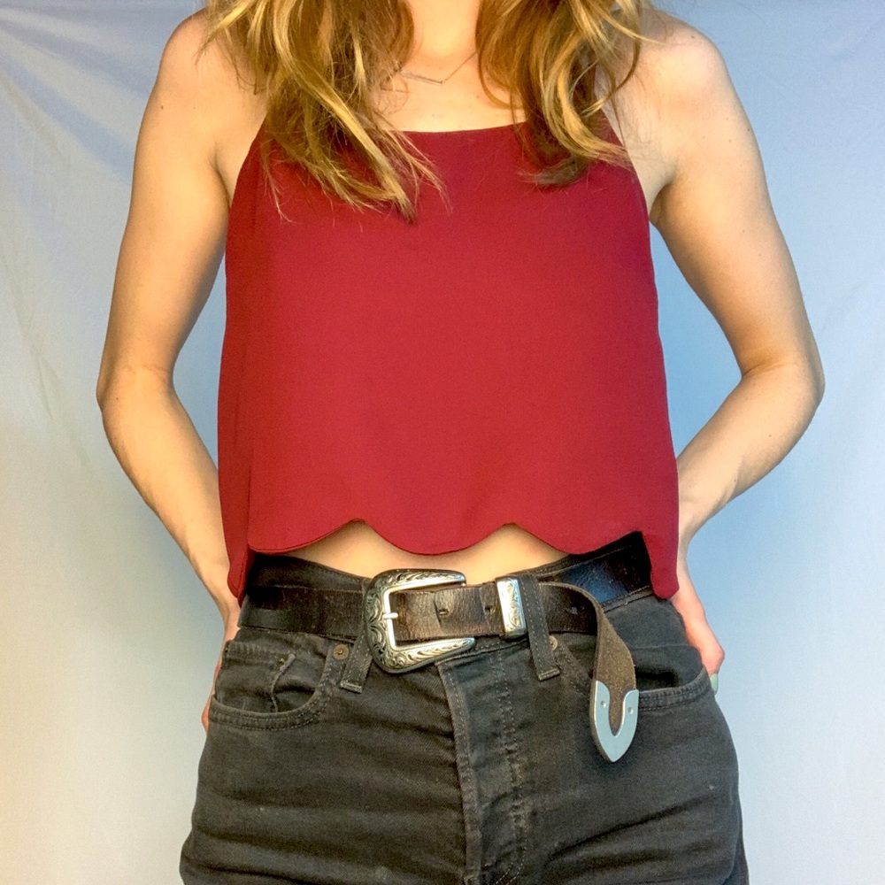 $5 Add on - LA Hearts Dark Red Crop Top Size S